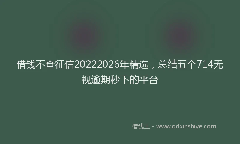 借钱不查征信20222026年精选，总结五个714无视逾期秒下的平台