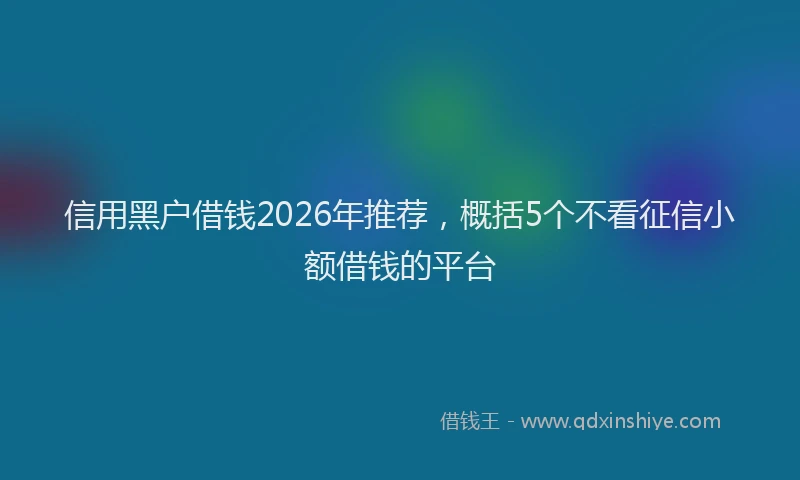 信用黑户借钱2026年推荐，概括5个不看征信小额借钱的平台