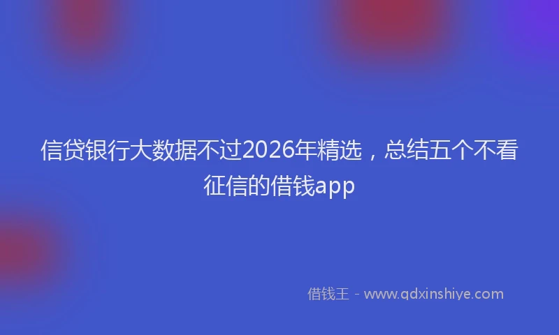 信贷银行大数据不过2026年精选,总结五个不看征信的借钱app