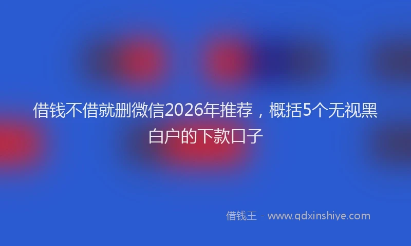 借钱不借就删微信2026年推荐，概括5个无视黑白户的下款口子
