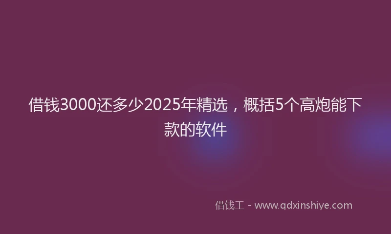 借钱3000还多少2025年精选，概括5个高炮能下款的软件
