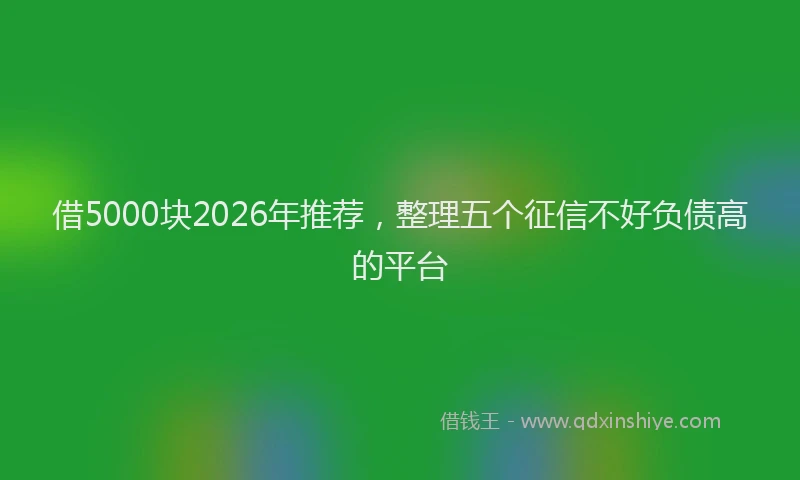 借5000块2026年推荐,整理五个征信不好负债高的平台