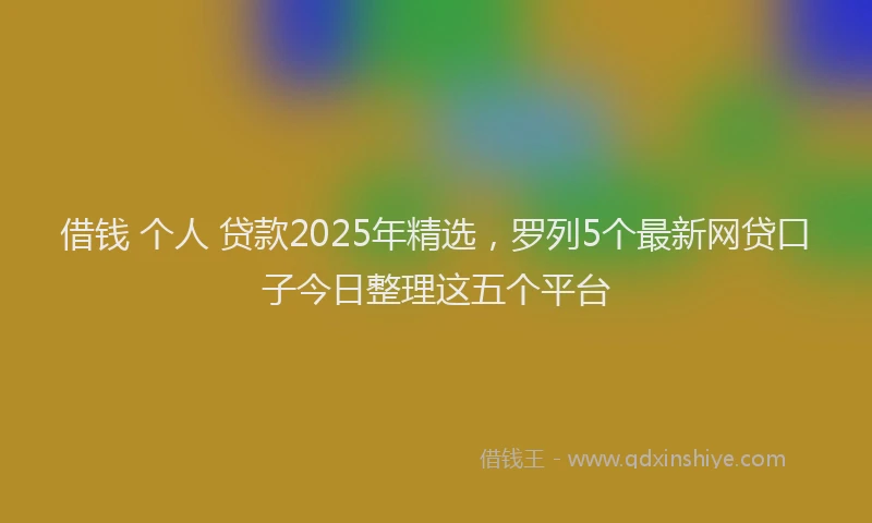 借钱 个人 贷款2025年精选，罗列5个最新网贷口子今日整理这五个平台
