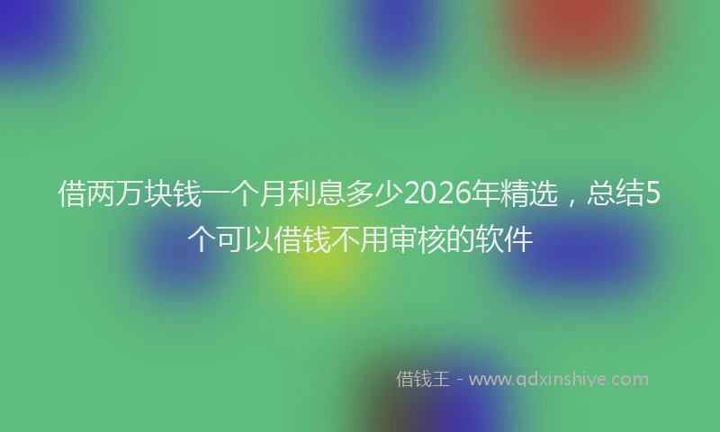 借两万块钱一个月利息多少2026年精选，总结5个可以借钱不用审核的软件
