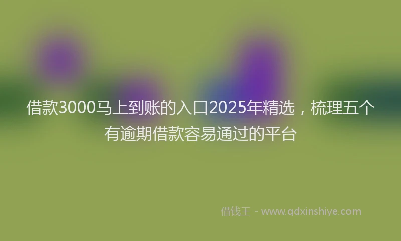 借款3000马上到账的入口2025年精选,梳理五个有逾期借款容易通过的平台