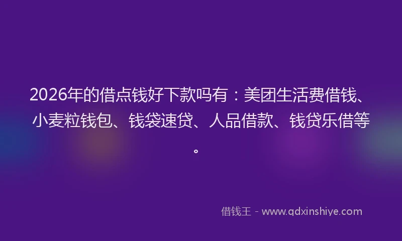 2026年的借点钱好下款吗有：美团生活费借钱、小麦粒钱包、钱袋速贷、人品借款、钱贷乐借等。