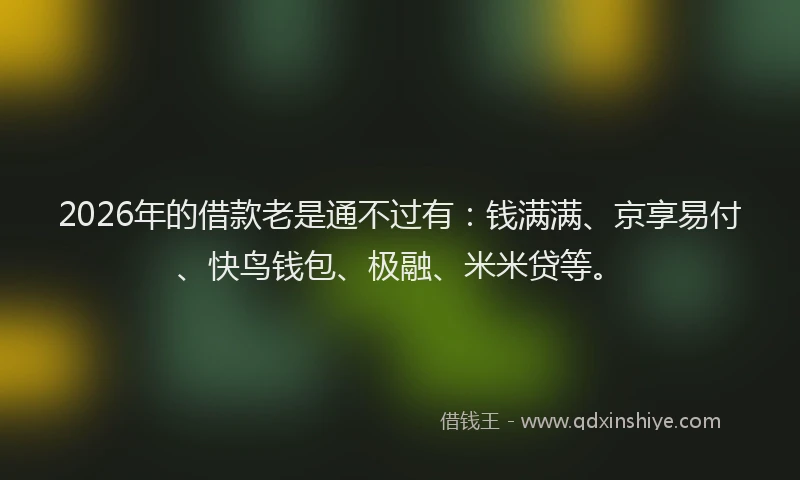 2026年的借款老是通不过有：钱满满、京享易付、快鸟钱包、极融、米米贷等。