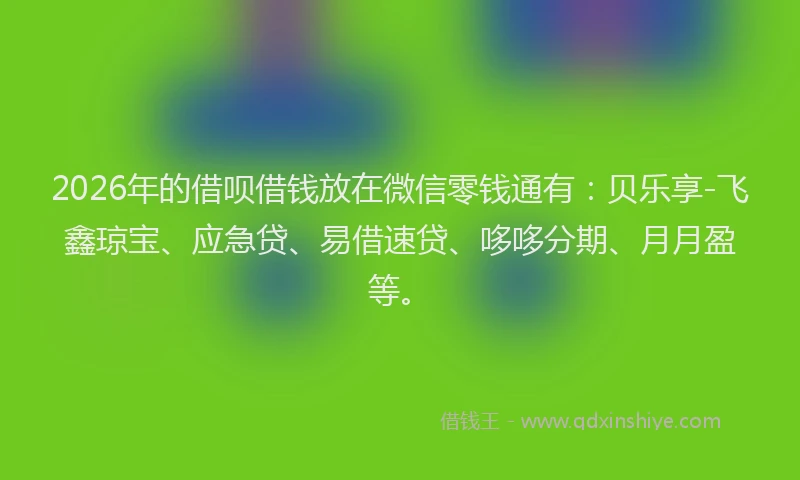 2026年的借呗借钱放在微信零钱通有：贝乐享-飞鑫琼宝、应急贷、易借速贷、哆哆分期、月月盈等。