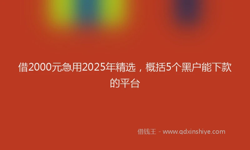 借2000元急用2025年精选,概括5个黑户能下款的平台