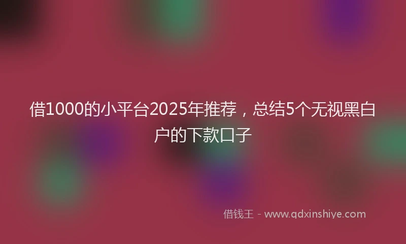 借1000的小平台2025年推荐，总结5个无视黑白户的下款口子