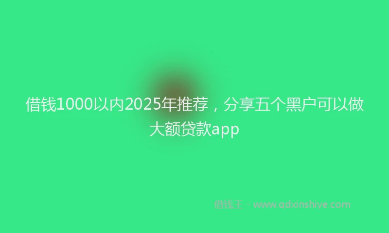 借钱1000以内2025年推荐，分享五个黑户可以做大额贷款app