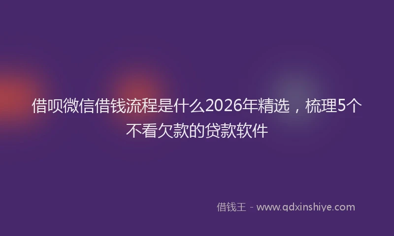 借呗微信借钱流程是什么2026年精选,梳理5个不看欠款的贷款软件
