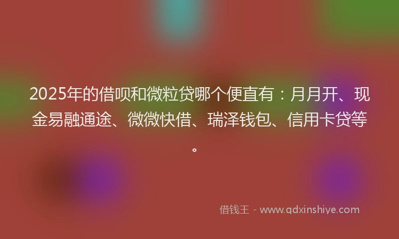 2025年的借呗和微粒贷哪个便直有：月月开、现金易融通途、微微快借、瑞泽钱包、信用卡贷等。