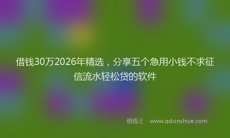 借钱30万2026年精选，分享五个急用小钱不求征信流水轻松贷的软件