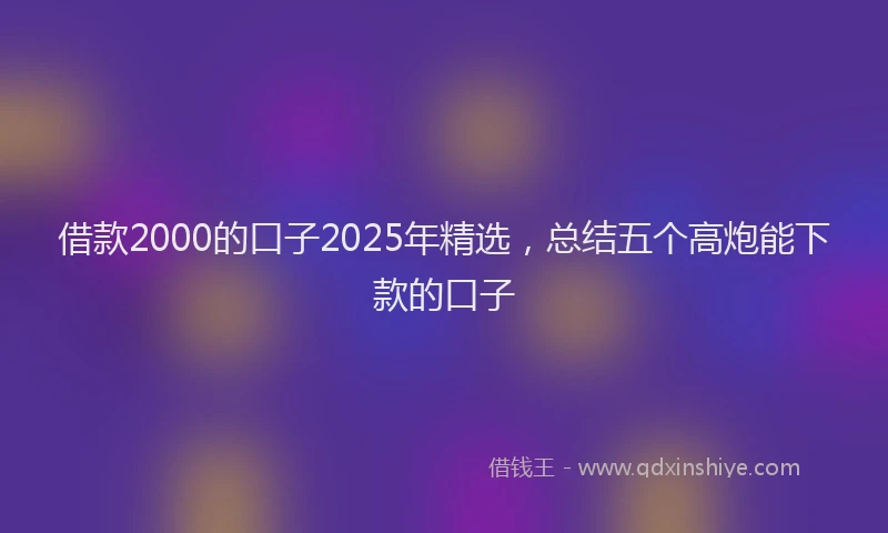 借款2000的口子2025年精选，总结五个高炮能下款的口子