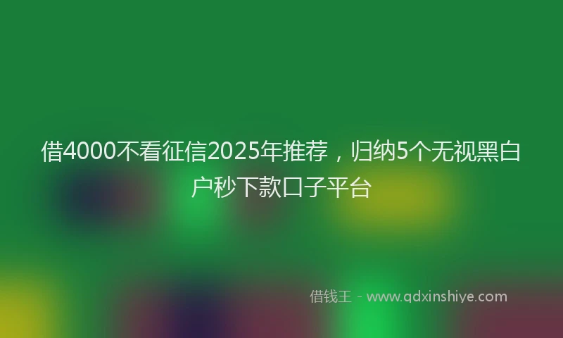 借4000不看征信2025年推荐,归纳5个无视黑白户秒下款口子平台