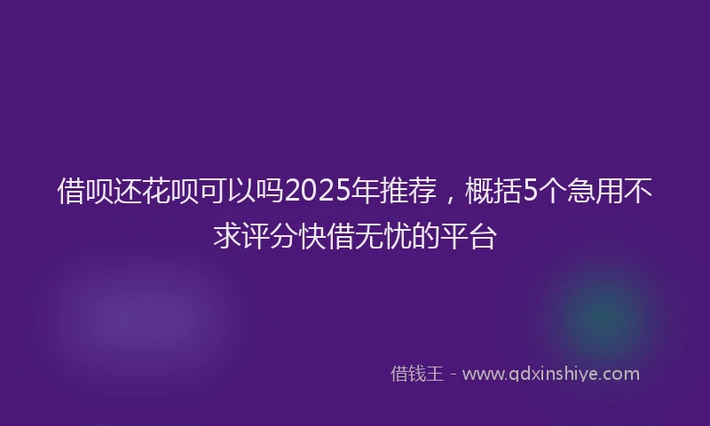 借呗还花呗可以吗2025年推荐，概括5个急用不求评分快借无忧的平台