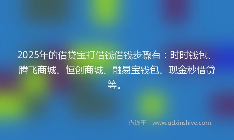 2025年的借贷宝打借钱借钱步骤有：时时钱包、腾飞商城、恒创商城、融易宝钱包、现金秒借贷等。