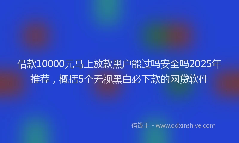 借款10000元马上放款黑户能过吗安全吗2025年推荐，概括5个无视黑白必下款的网贷软件