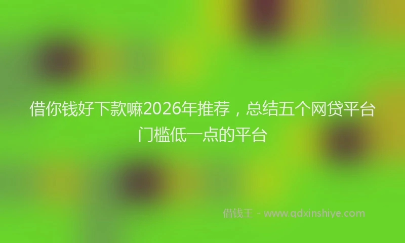 借你钱好下款嘛2026年推荐,总结五个网贷平台门槛低一点的平台