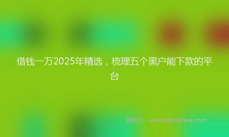 借钱一万2025年精选,梳理五个黑户能下款的平台