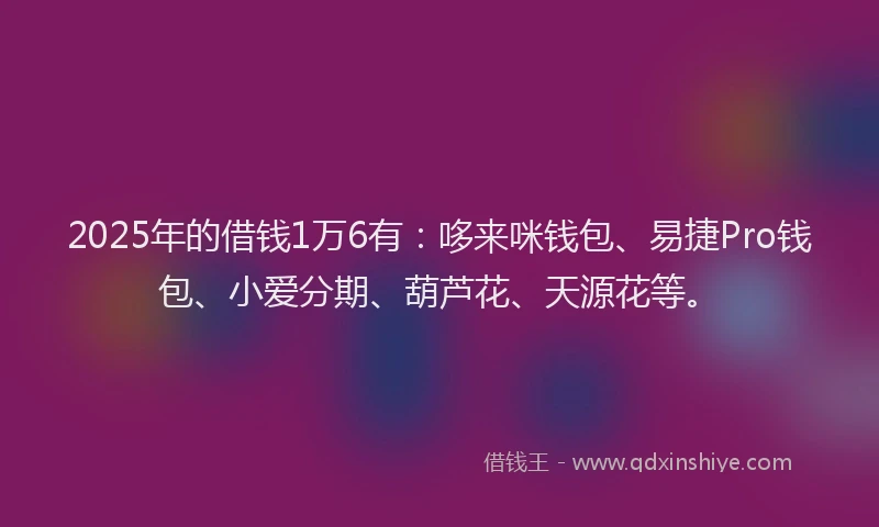 2025年的借钱1万6有：哆来咪钱包、易捷Pro钱包、小爱分期、葫芦花、天源花等。