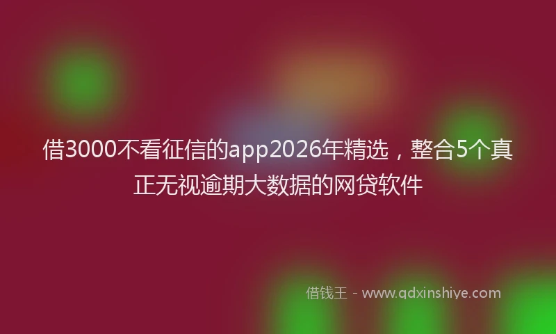 借3000不看征信的app2026年精选,整合5个真正无视逾期大数据的网贷软件