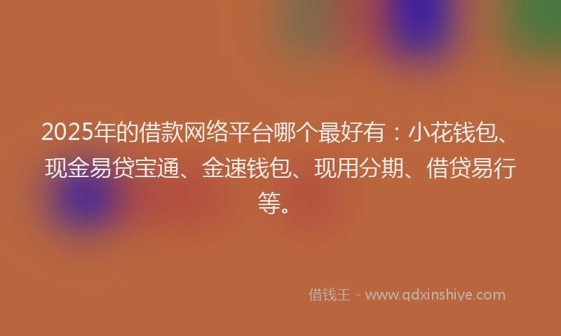 2025年的借款网络平台哪个最好有：小花钱包、现金易贷宝通、金速钱包、现用分期、借贷易行等。