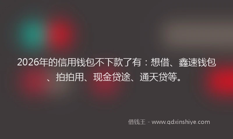 2026年的信用钱包不下款了有：想借、鑫速钱包、拍拍用、现金贷途、通天贷等。