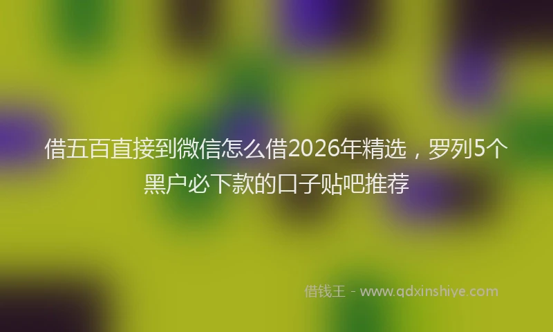 借五百直接到微信怎么借2026年精选，罗列5个黑户必下款的口子贴吧推荐