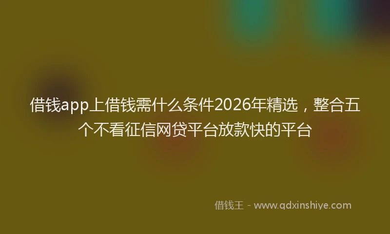 借钱app上借钱需什么条件2026年精选，整合五个不看征信网贷平台放款快的平台