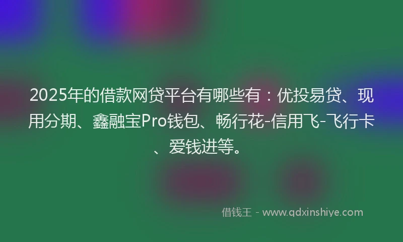 2025年的借款网贷平台有哪些有：优投易贷、现用分期、鑫融宝Pro钱包、畅行花-信用飞-飞行卡、爱钱进等。
