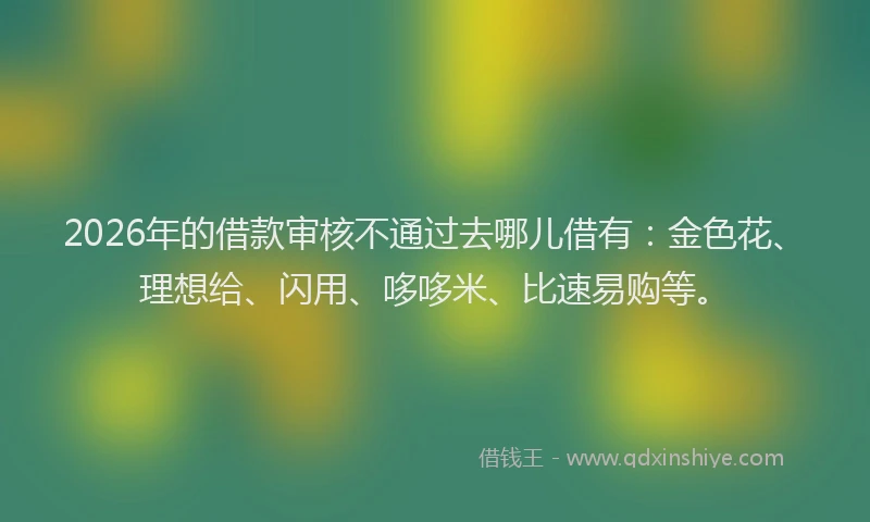 2026年的借款审核不通过去哪儿借有:金色花、理想给、闪用、哆哆米、比速易购等。