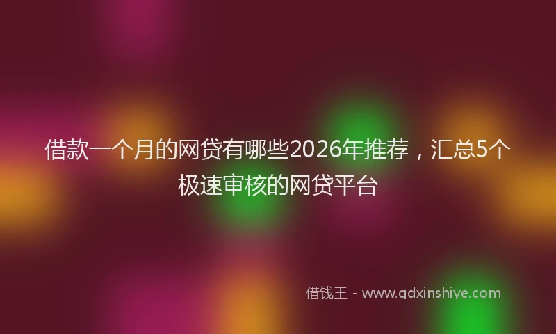 借款一个月的网贷有哪些2026年推荐，汇总5个极速审核的网贷平台