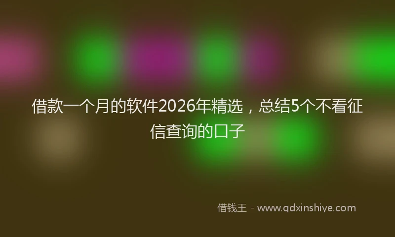 借款一个月的软件2026年精选，总结5个不看征信查询的口子
