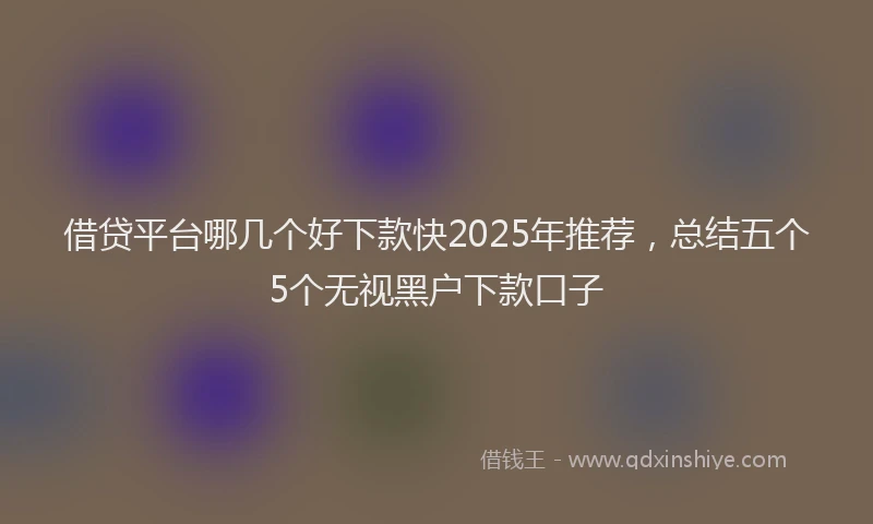 借贷平台哪几个好下款快2025年推荐,总结五个5个无视黑户下款口子