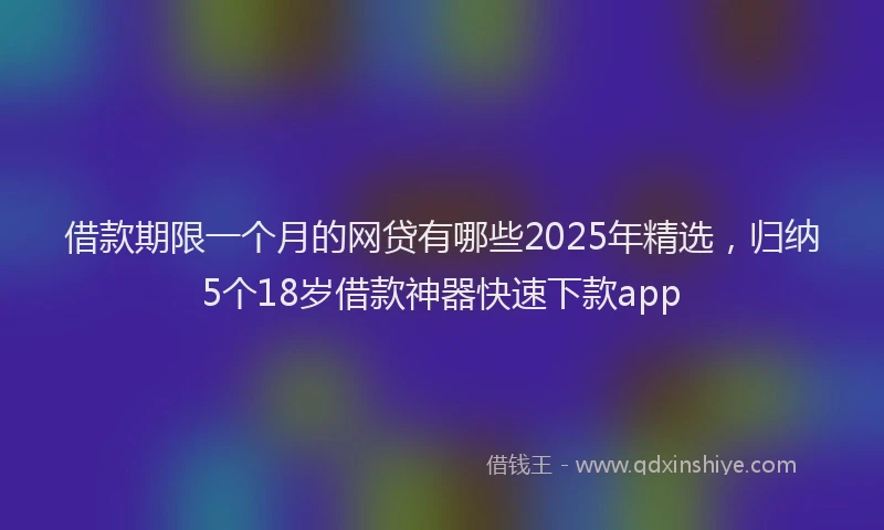 借款期限一个月的网贷有哪些2025年精选，归纳5个18岁借款神器快速下款app