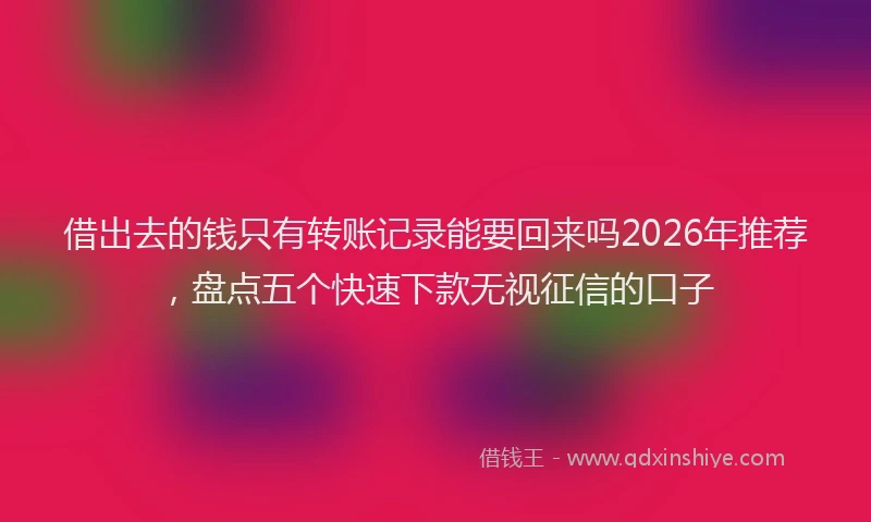 借出去的钱只有转账记录能要回来吗2026年推荐,盘点五个快速下款无视征信的口子
