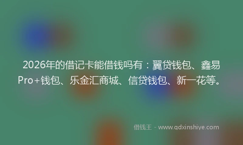 2026年的借记卡能借钱吗有:翼贷钱包、鑫易Pro+钱包、乐金汇商城、信贷钱包、新一花等。