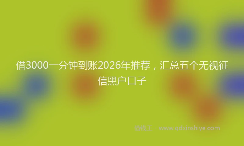 借3000一分钟到账2026年推荐，汇总五个无视征信黑户口子