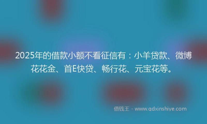 2025年的借款小额不看征信有：小羊贷款、微博花花金、首E快贷、畅行花、元宝花等。