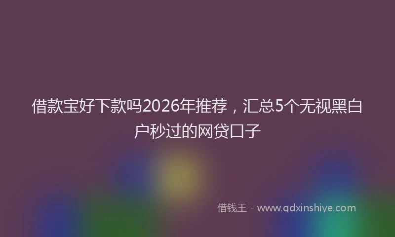 借款宝好下款吗2026年推荐，汇总5个无视黑白户秒过的网贷口子