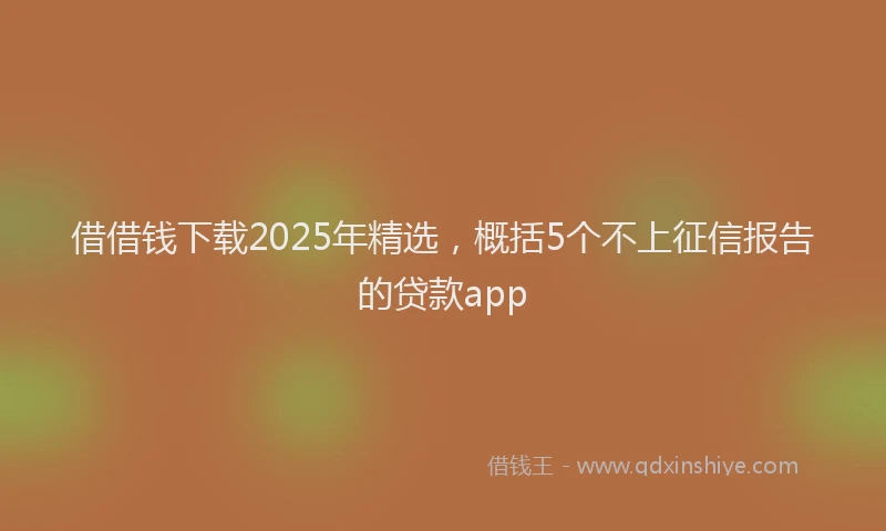 借借钱下载2025年精选，概括5个不上征信报告的贷款app