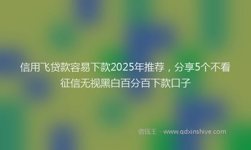 信用飞贷款容易下款2025年推荐，分享5个不看征信无视黑白百分百下款口子