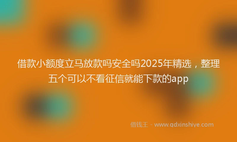 借款小额度立马放款吗安全吗2025年精选，整理五个可以不看征信就能下款的app