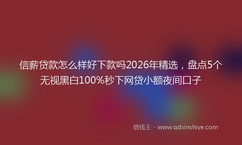 信薪贷款怎么样好下款吗2026年精选，盘点5个无视黑白100%秒下网贷小额夜间口子