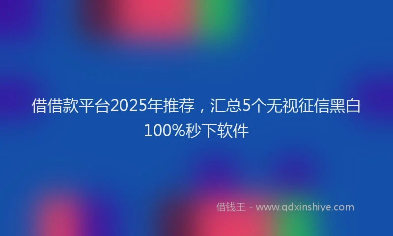 借借款平台2025年推荐，汇总5个无视征信黑白100%秒下软件