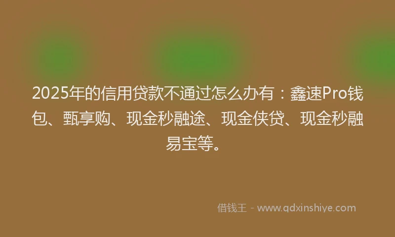 2025年的信用贷款不通过怎么办有：鑫速Pro钱包、甄享购、现金秒融途、现金侠贷、现金秒融易宝等。