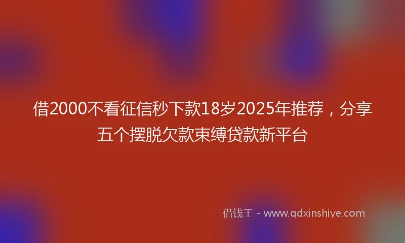 借2000不看征信秒下款18岁2025年推荐，分享五个摆脱欠款束缚贷款新平台
