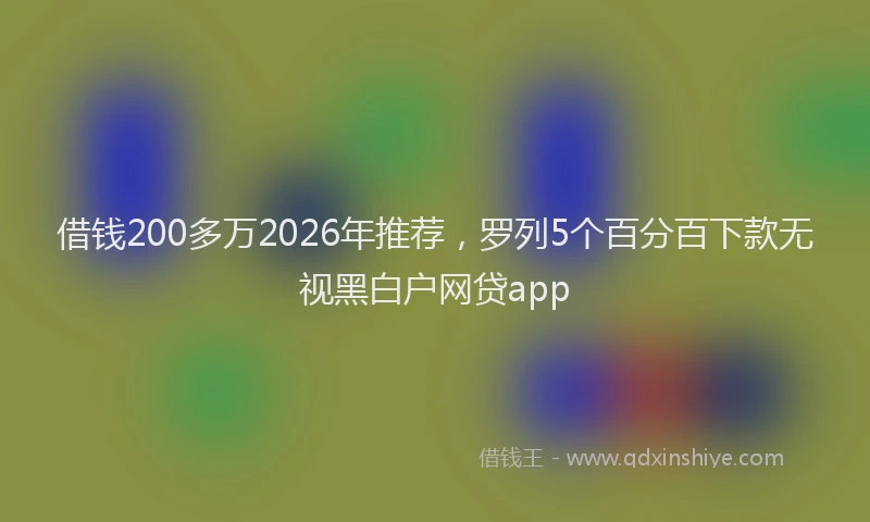 借钱200多万2026年推荐，罗列5个百分百下款无视黑白户网贷app